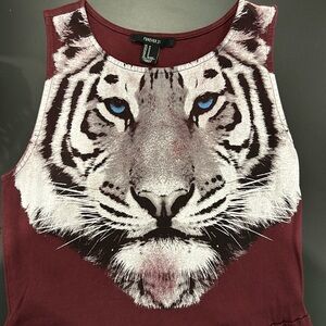 Tiger Face Burgundy Skater Dress 🐅